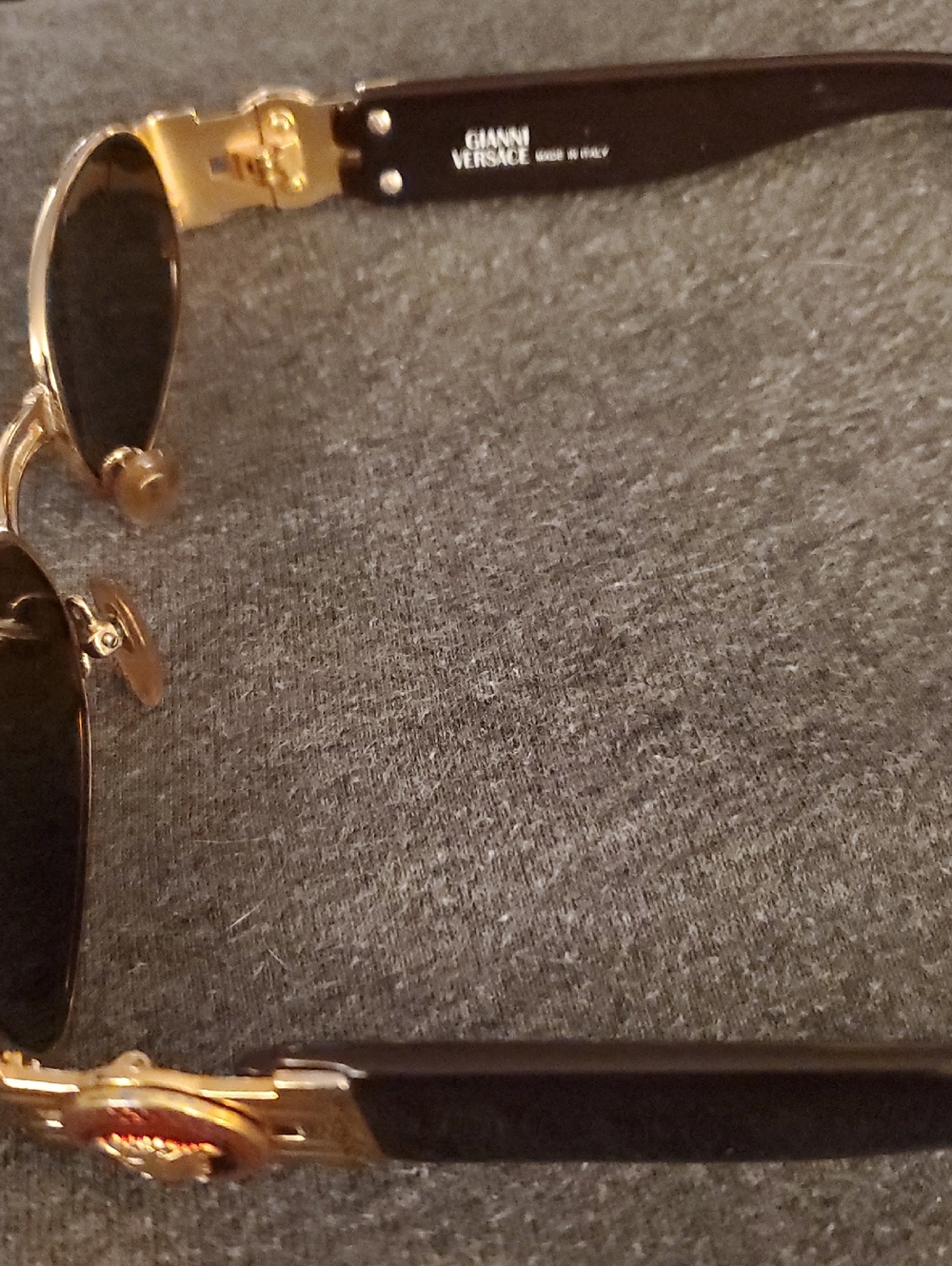 Rare Vintage Versace Black and Gold Sunglasses with Medusa Accent MODS70 COL.030